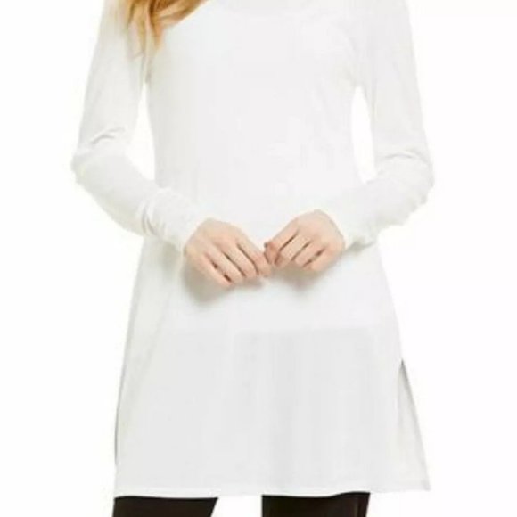 NWT Eileen Fisher Soft White 100% Silk Scoop Neck Long Sleeve Tunic - Picture 1 of 4